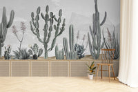 Stylish Green Cactus Wall Mural
