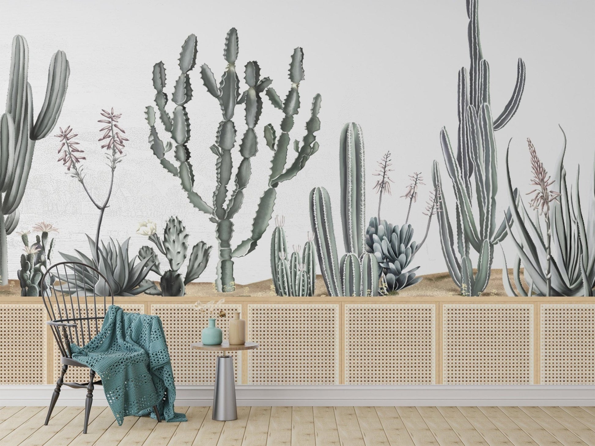 Nature-Inspired Cactus Wallpaper Design
