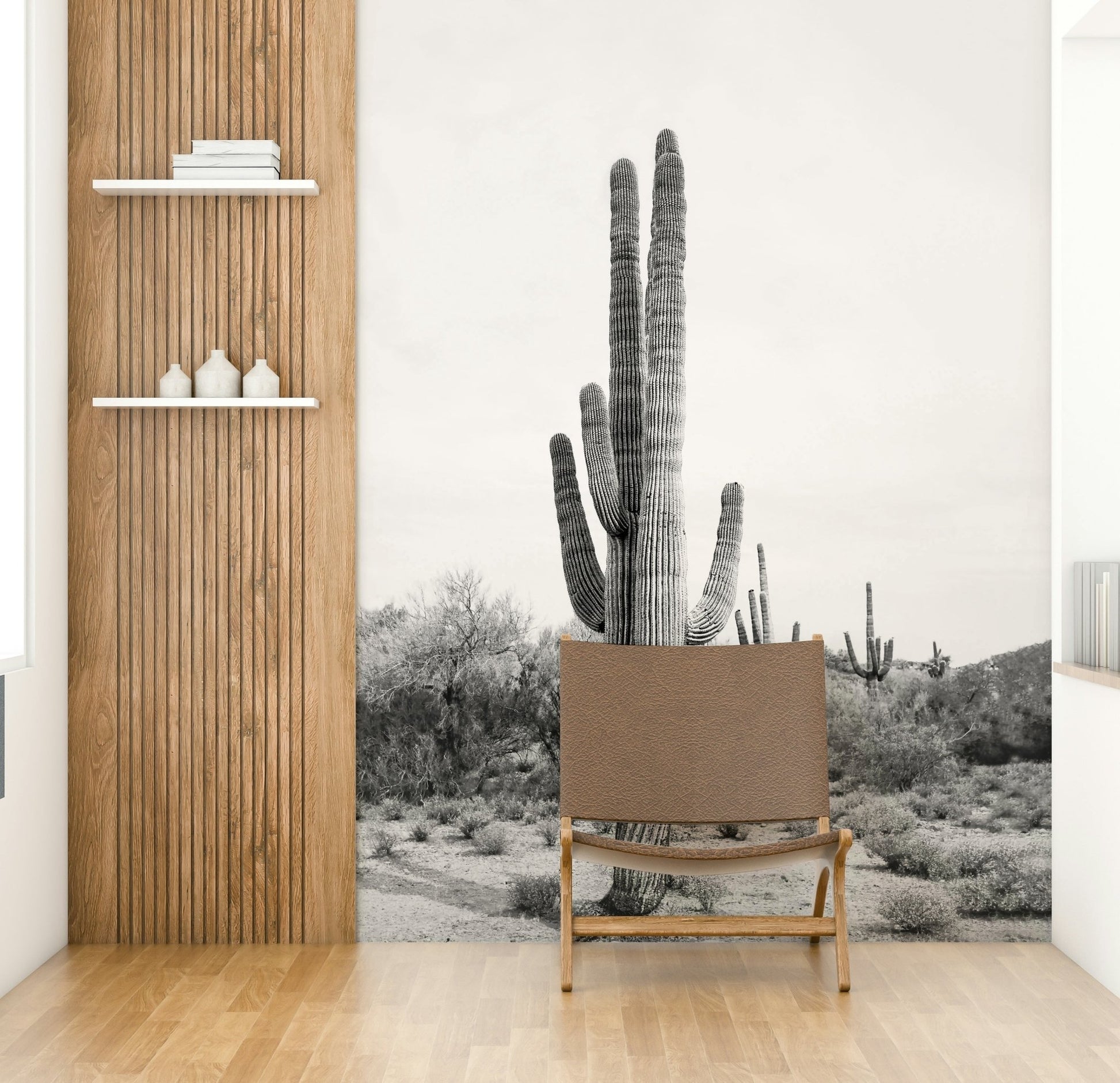 Cactus silhouettes create a striking focal point in the room


