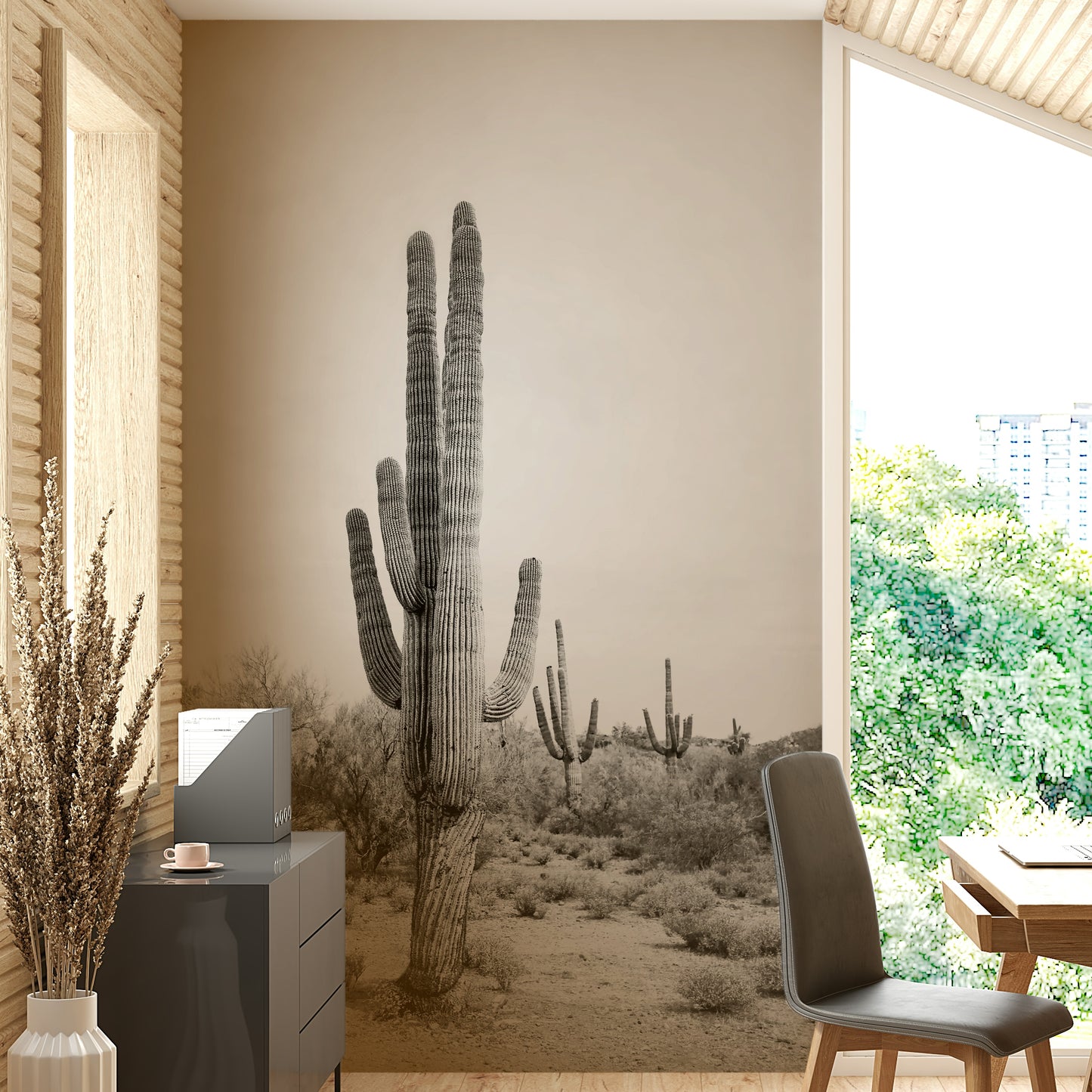 Minimalist desert cactus wall art for home decor.


