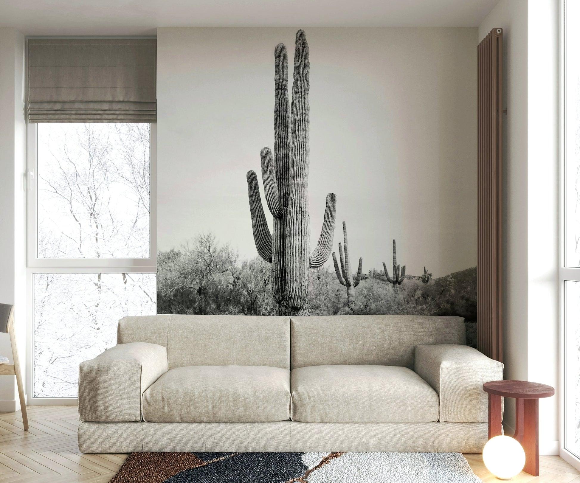 Cactus wall art in black and white for modern spaces.


