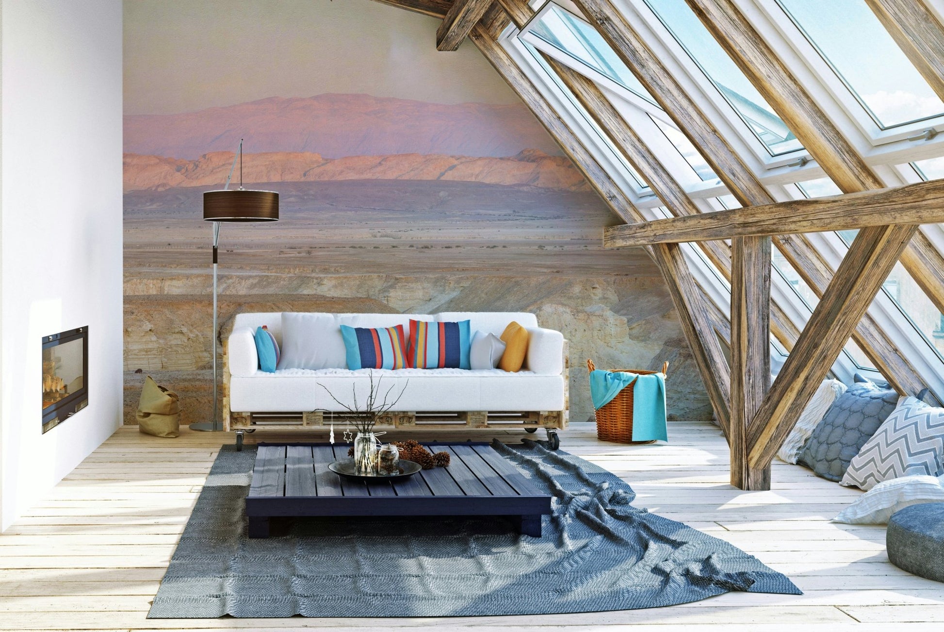 Warm desert tones wall mural scene

