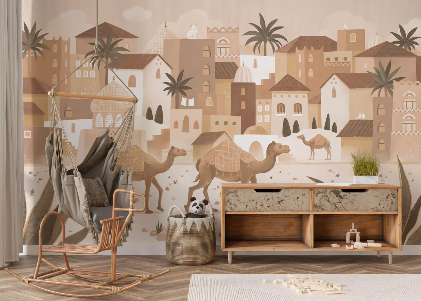 Scenic Wall Mural in Desert Dreams Mono soft beige tones, GD9187