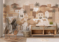 Scenic Wall Mural in Desert Dreams Mono soft beige tones, GD9187