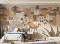 Desert Dreams Mono Wall Mural with domes and desert homes, GD9187