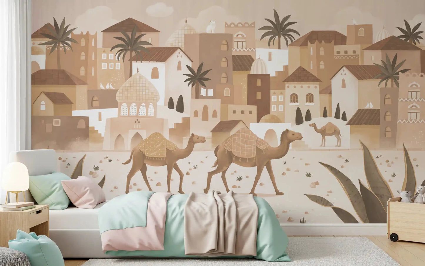 Monochrome Wall Mural in Desert Dreams Mono townscape style, GD9187