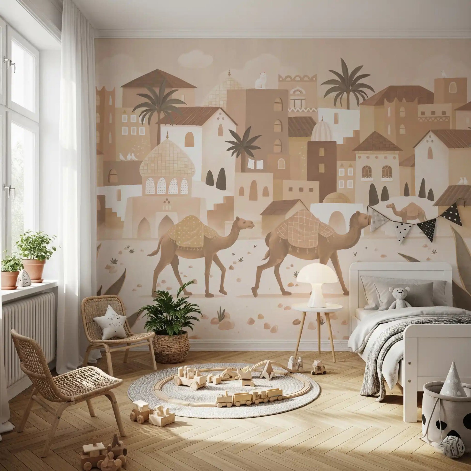 Children room with Desert Dreams Mono Scenic Wall Mural view, GD9187