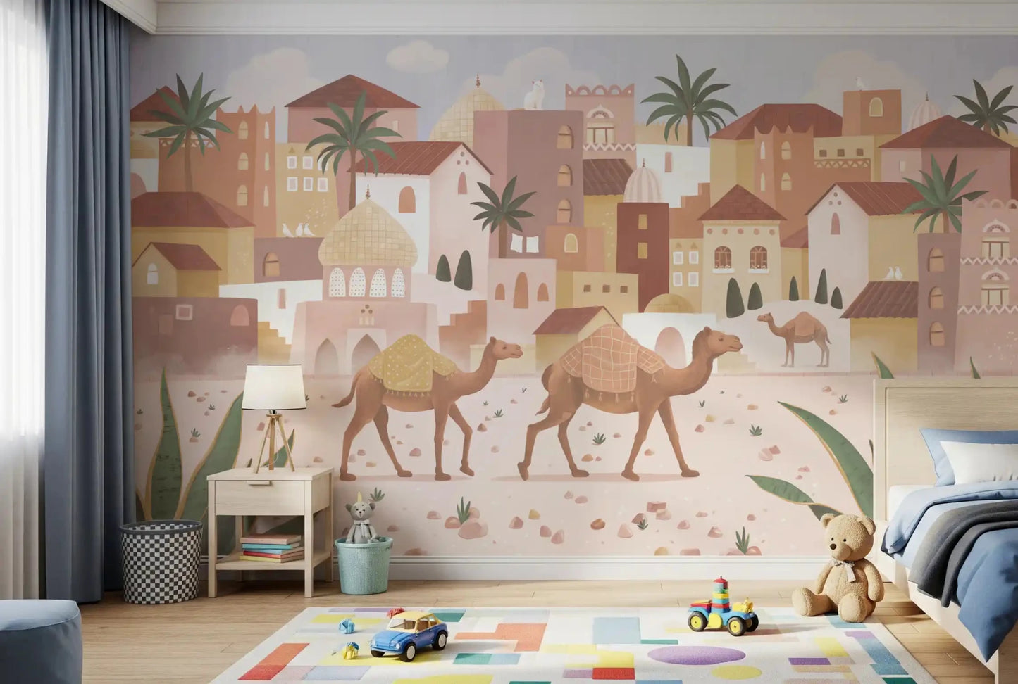 Pastel Desert Wall Mural in Desert Dreams townscape style, GD9177