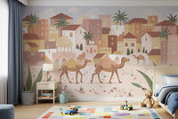 Pastel Desert Wall Mural in Desert Dreams townscape style, GD9177