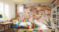 Desert Dreams Desert Mural with layered pastel architecture, GD9177