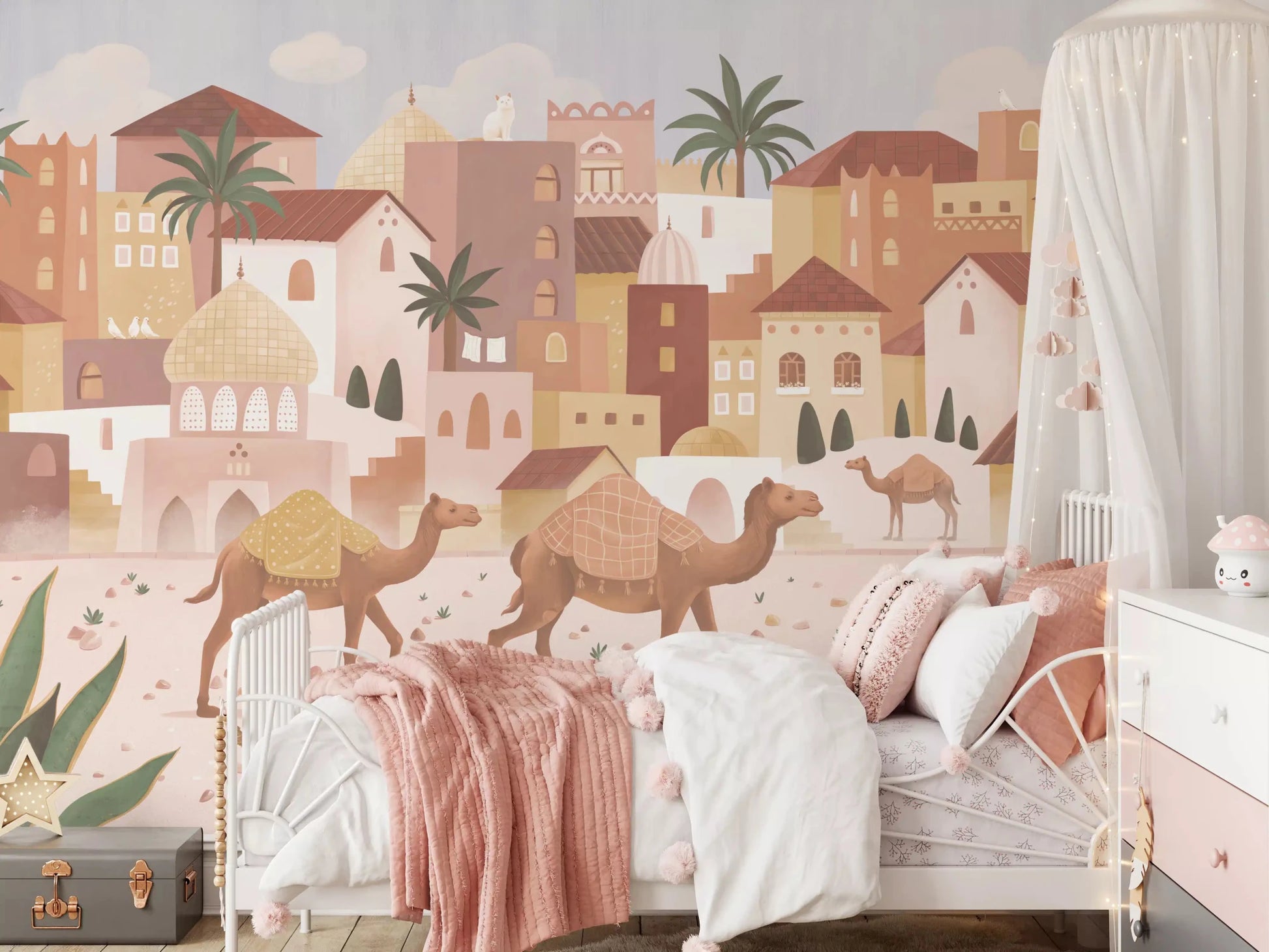 Scenic Wall Mural in Desert Dreams with soft sky backdrop, GD9177