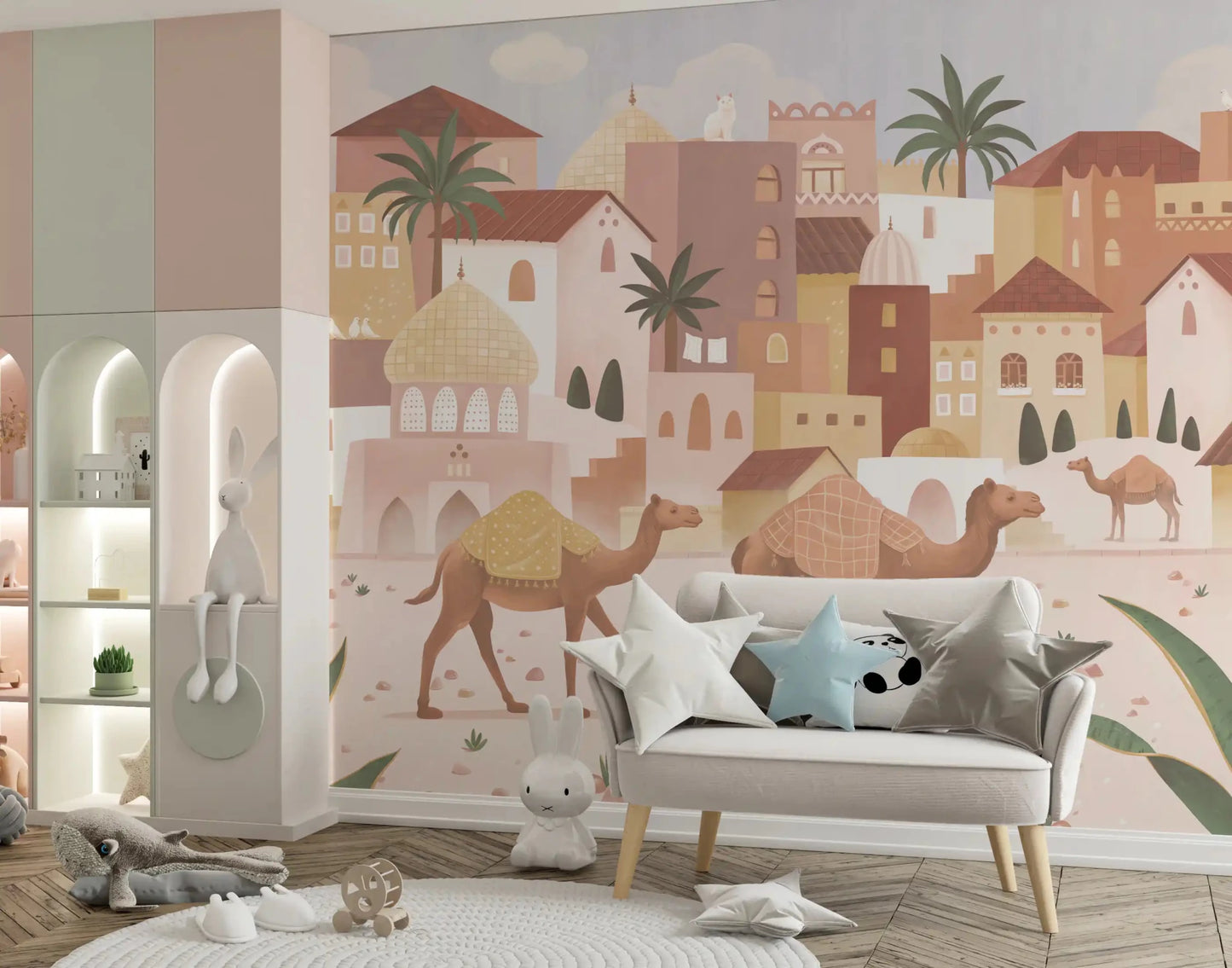 Play room with Desert Dreams Pastel Wall Mural scene, GD9177