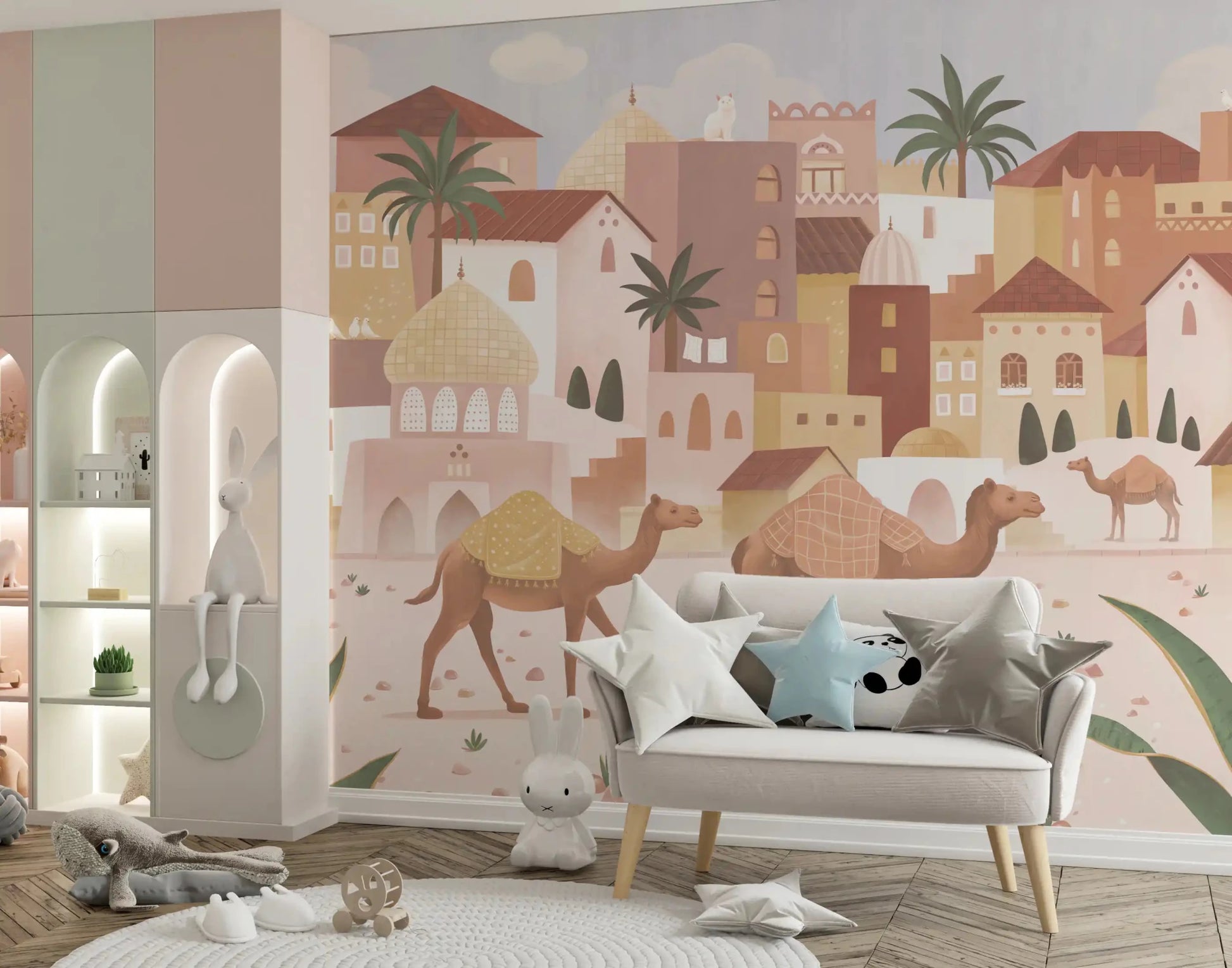 Play room with Desert Dreams Pastel Wall Mural scene, GD9177