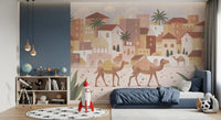 Desert Dreams Wall Mural with domes, palms, and sandy tones, GD9177