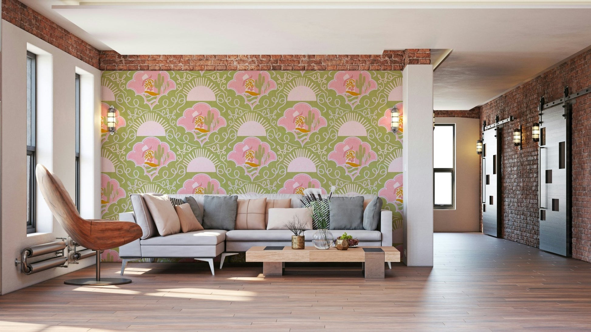 Sparse desert plants or cacti are visible.

