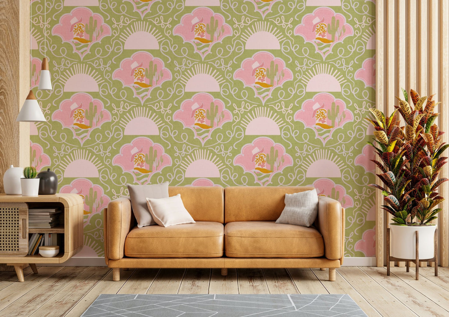 The sky is a beautiful mix of orange, pink, and purple.

