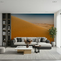 Sandy landscape wallpaper for a peaceful master bedroom feature wall.