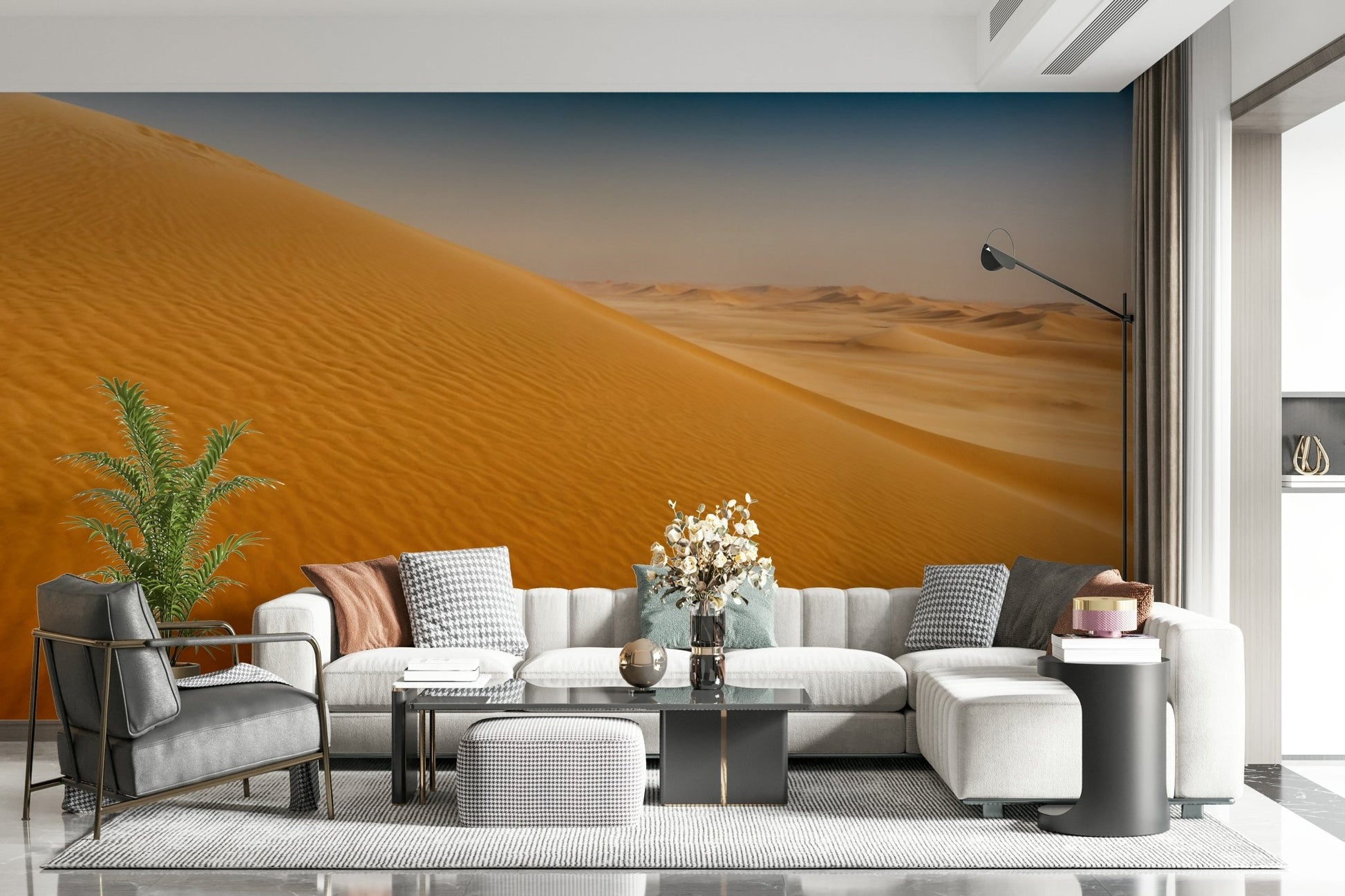 Calm sand hill wall mural for a meditation room or yoga studio.