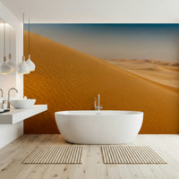 Warm terracotta dunes wall mural in a contemporary office setting.