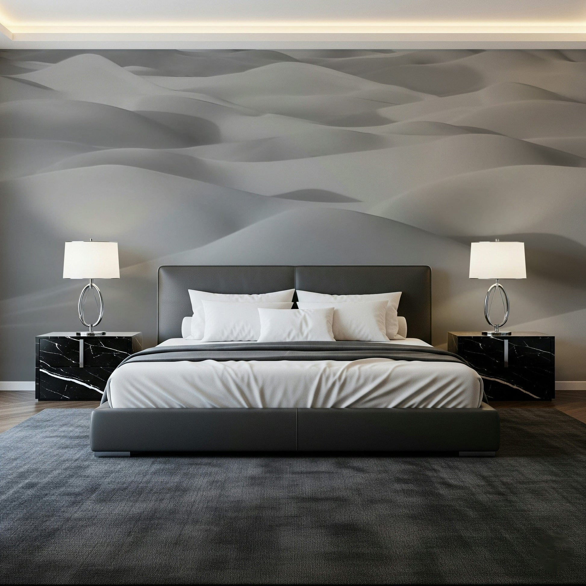 A beautiful wide-angle wall mural of a peaceful desert.