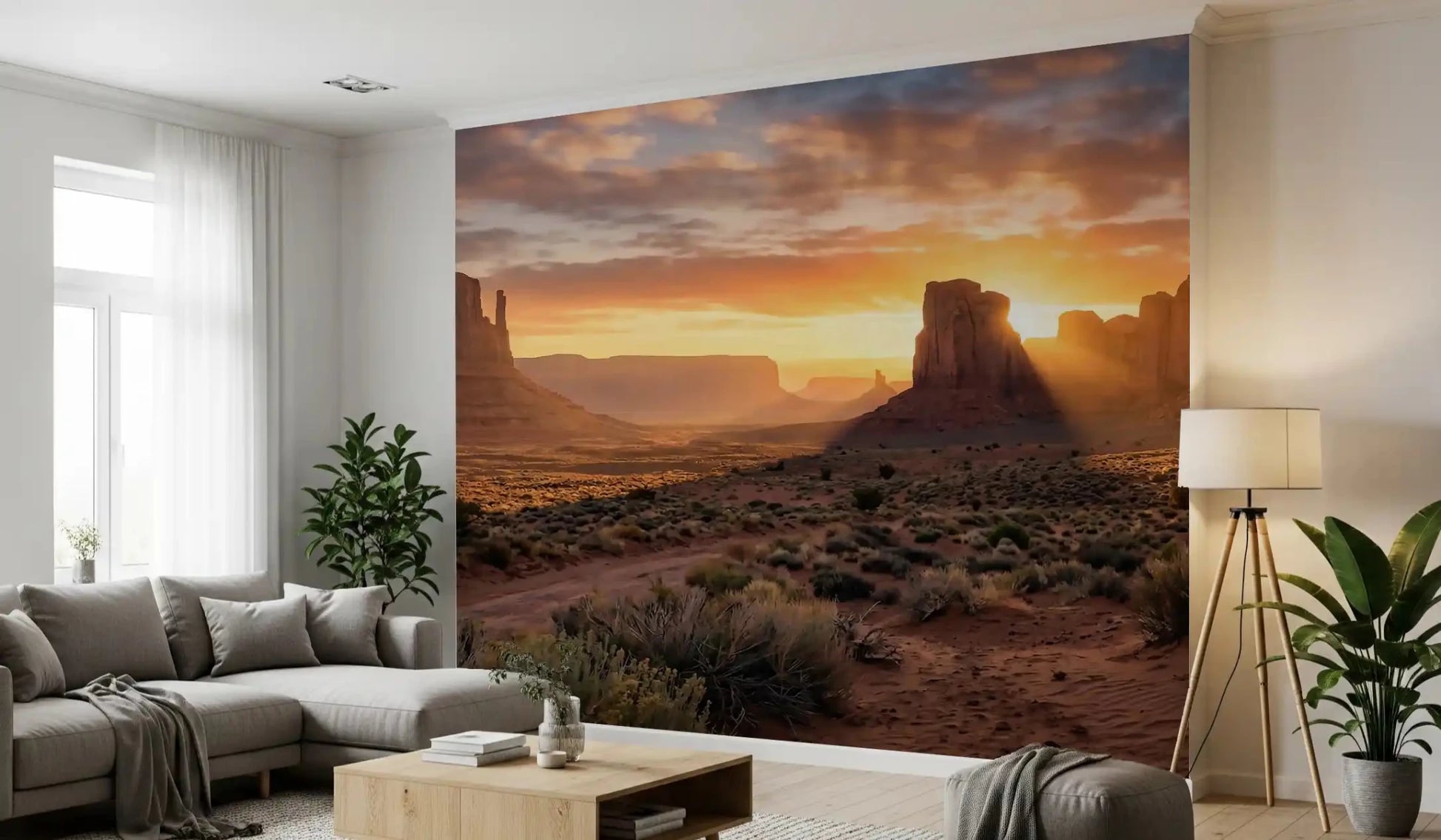 Hallway wall with Desert Horizon wall mural sunset desert view