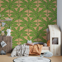 Tropical desert leaves wallpaper featuring retro style


