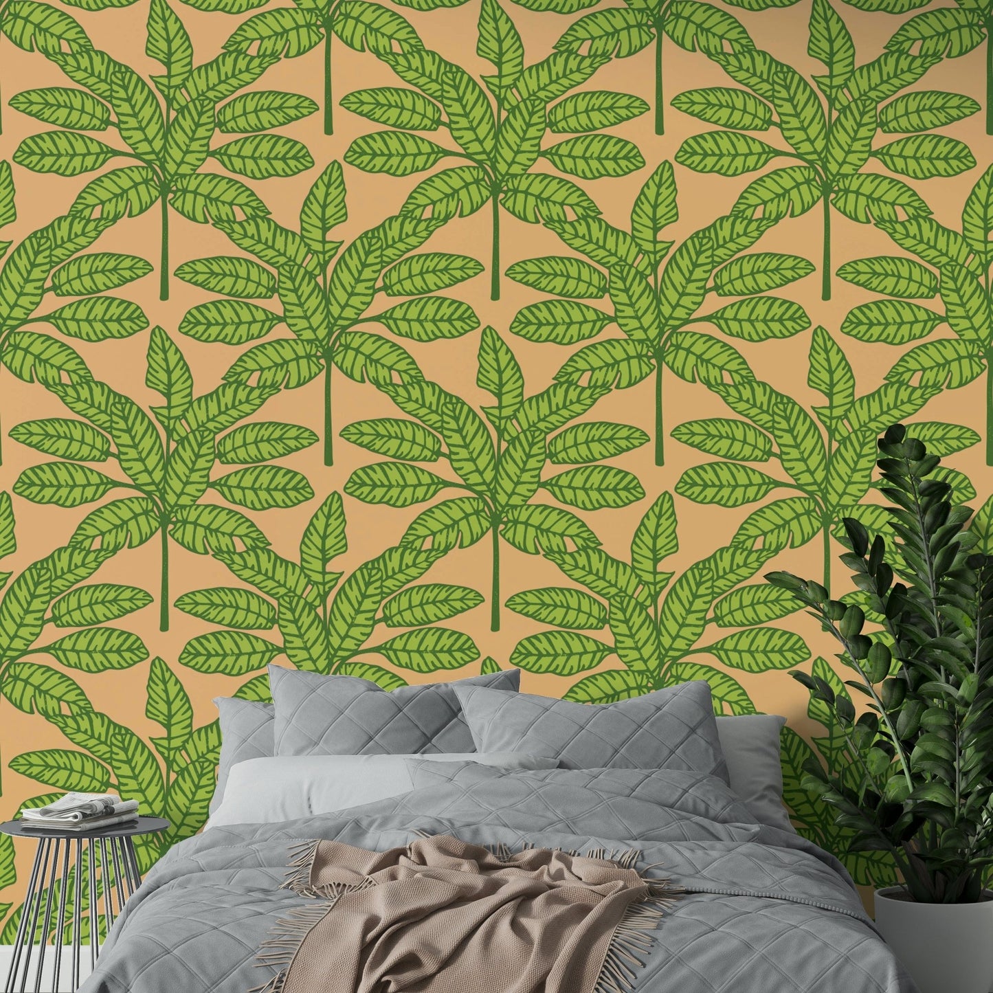 Retro Desert Leaves Oasis wallpaper with tropical patterns


