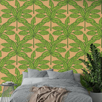 Retro Desert Leaves Oasis wallpaper with tropical patterns


