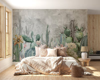Green Cactus in Desert Wallpaper Murals - Giffywalls