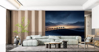Lounge moves into desert quiet beside this camel caravan wall muralGD9565