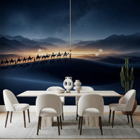 Stars scatter densely across the deep blue night sky on this Desert Odyssey wall muralGD9565