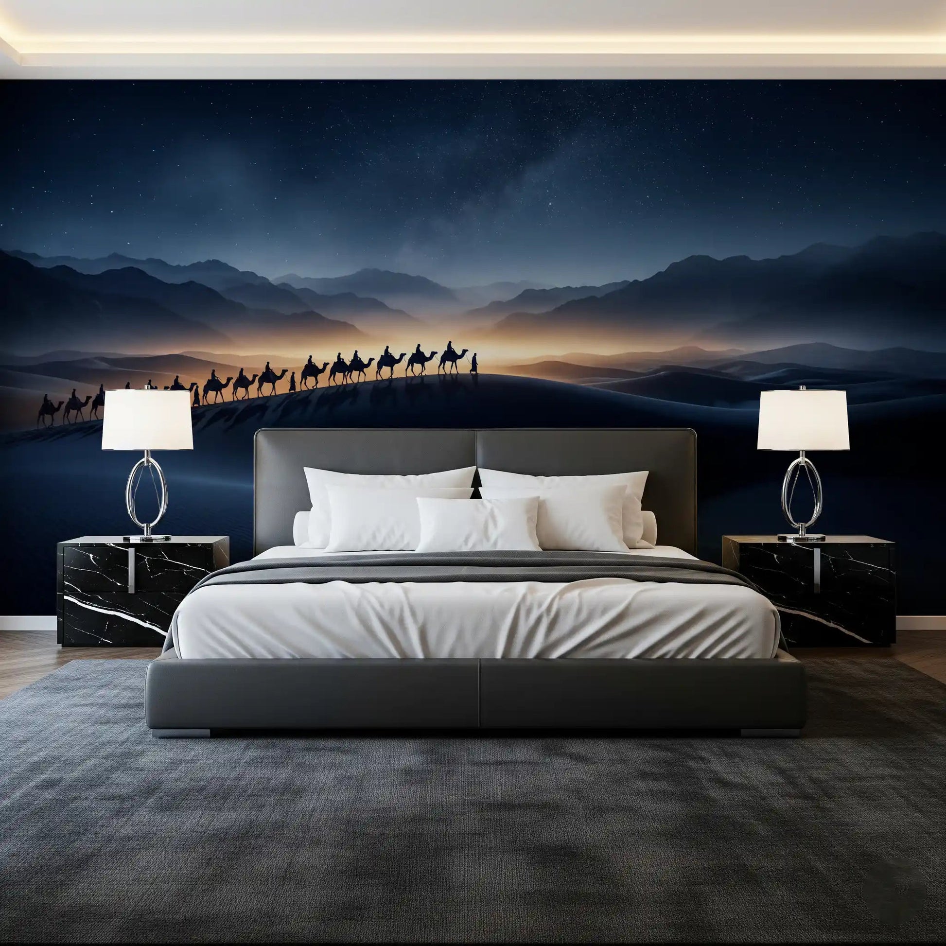 Distant mountain ridges fade into misty backdrop on this scenic wall muralGD9565