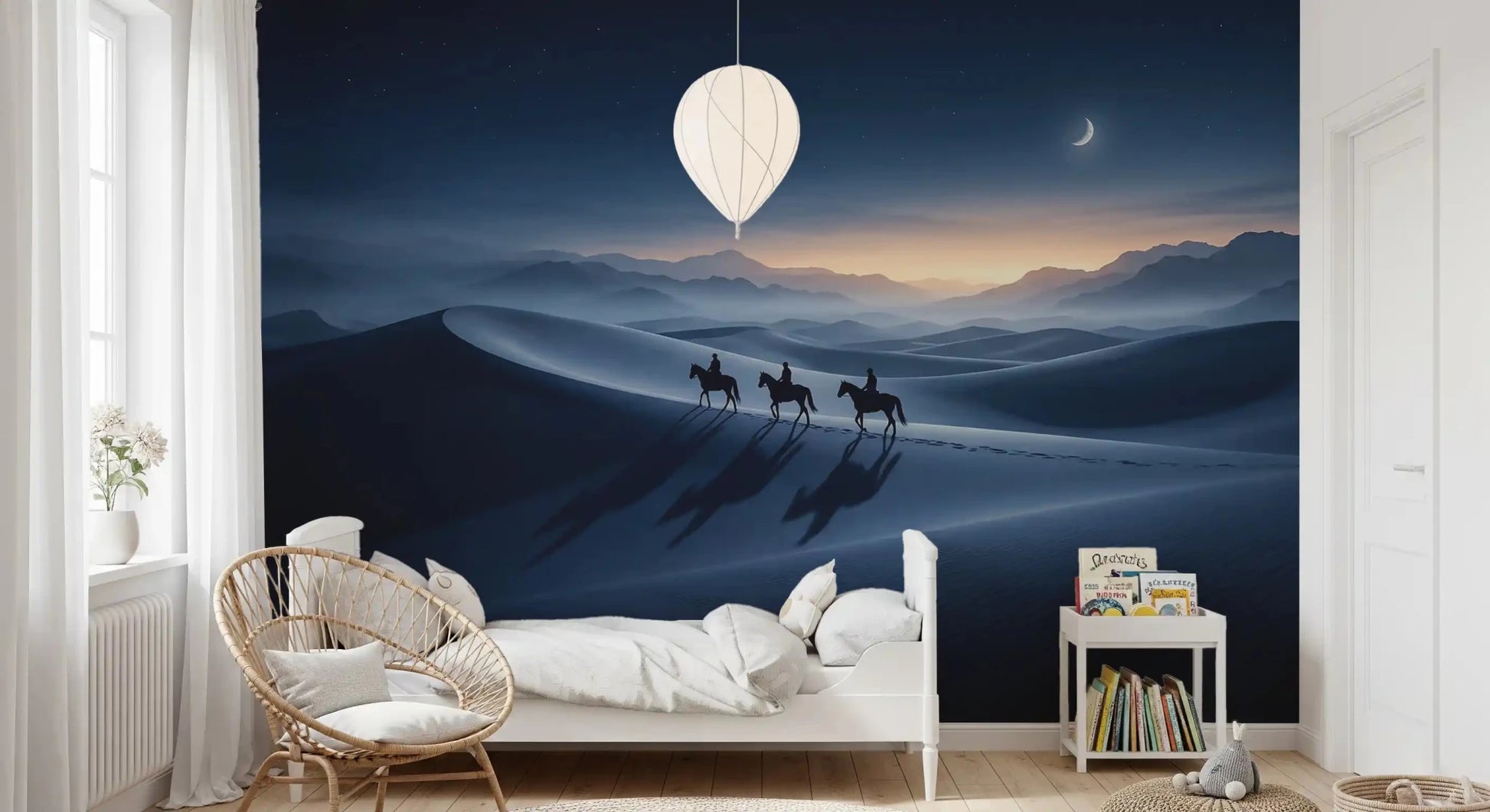 Beneath the horizon glow, a kids bedroom feels cinematic with this desert riders wall mural.GD9592