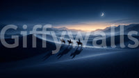 A faint orange band glows along the horizon line of this riders desert wall mural.GD9592