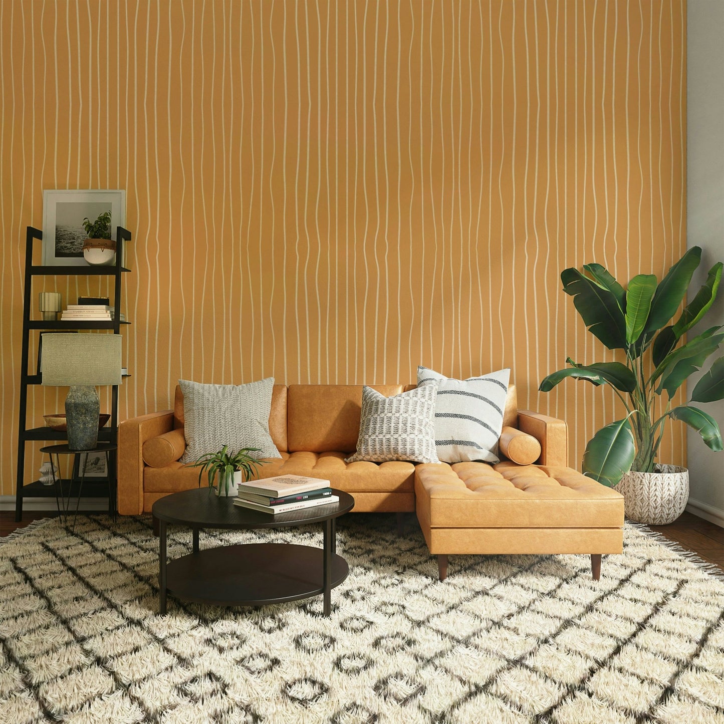 Calm mural wallpaper with desert lines

