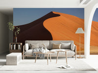 Tranquil desert hills wall mural in a contemporary office setting with soft light