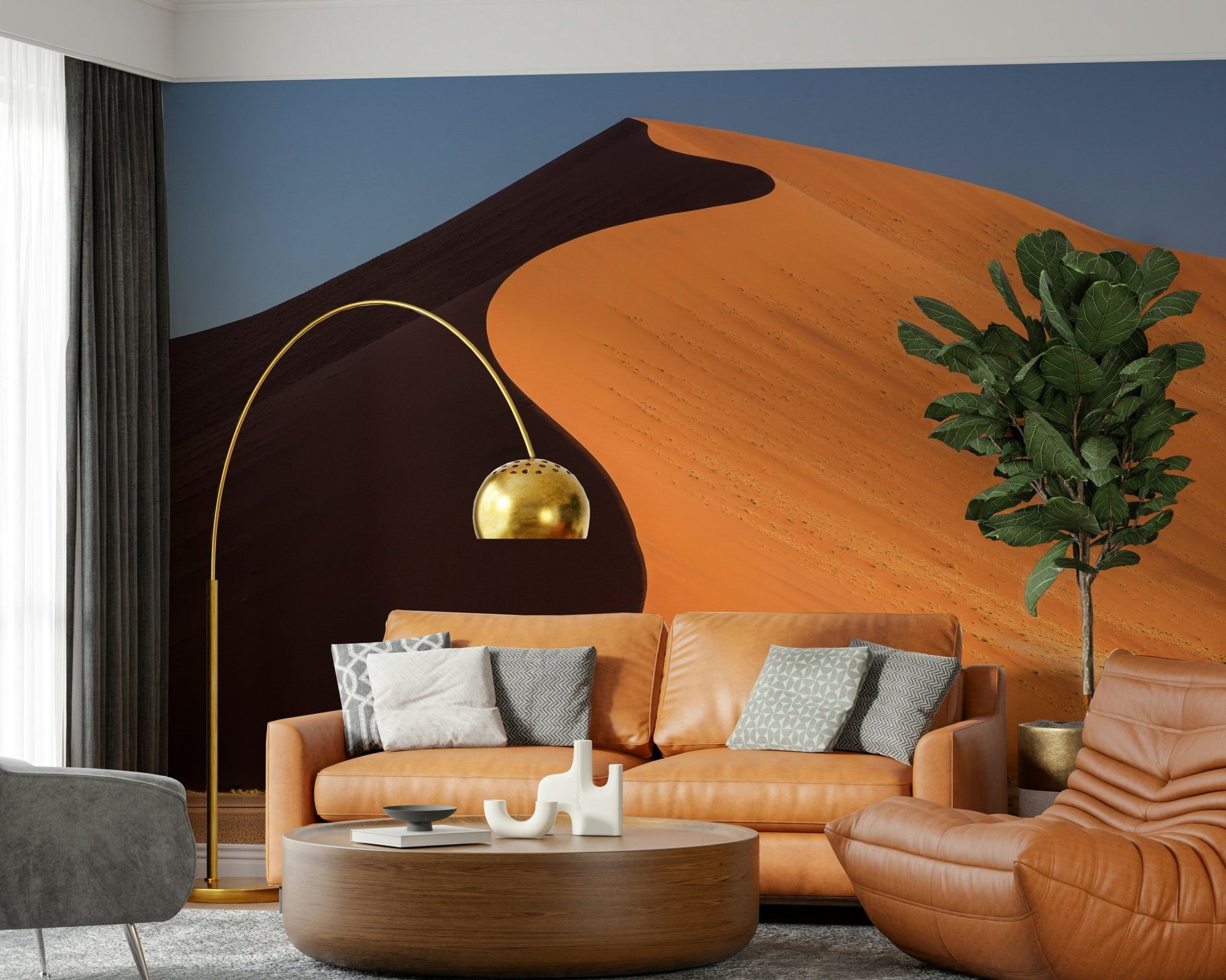 Desert Serenity wall mural with soft shadows on sand for a relaxed study room