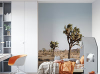 Desert tree wall mural in muted natural tones

