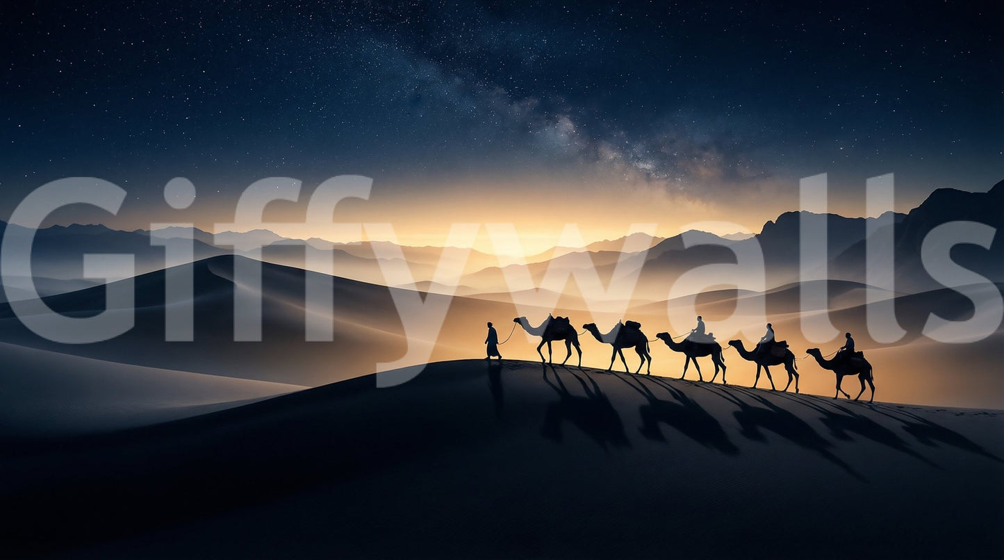 Distant mountains anchor the horizon line of this starry desert wall mural
GD9566