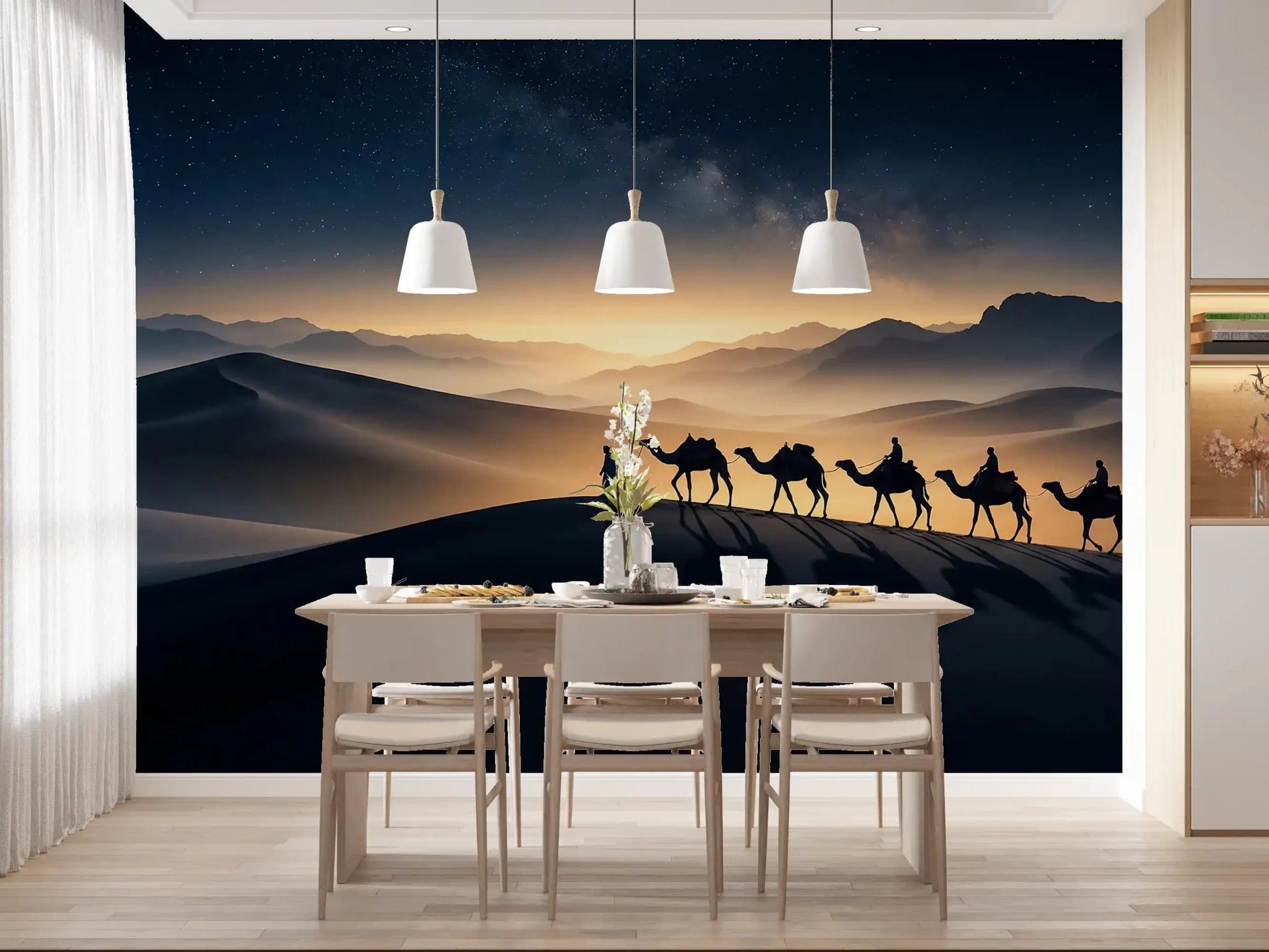 Wide arcs of the Milky Way stretch across the night sky on this scenic wall muralGD9566