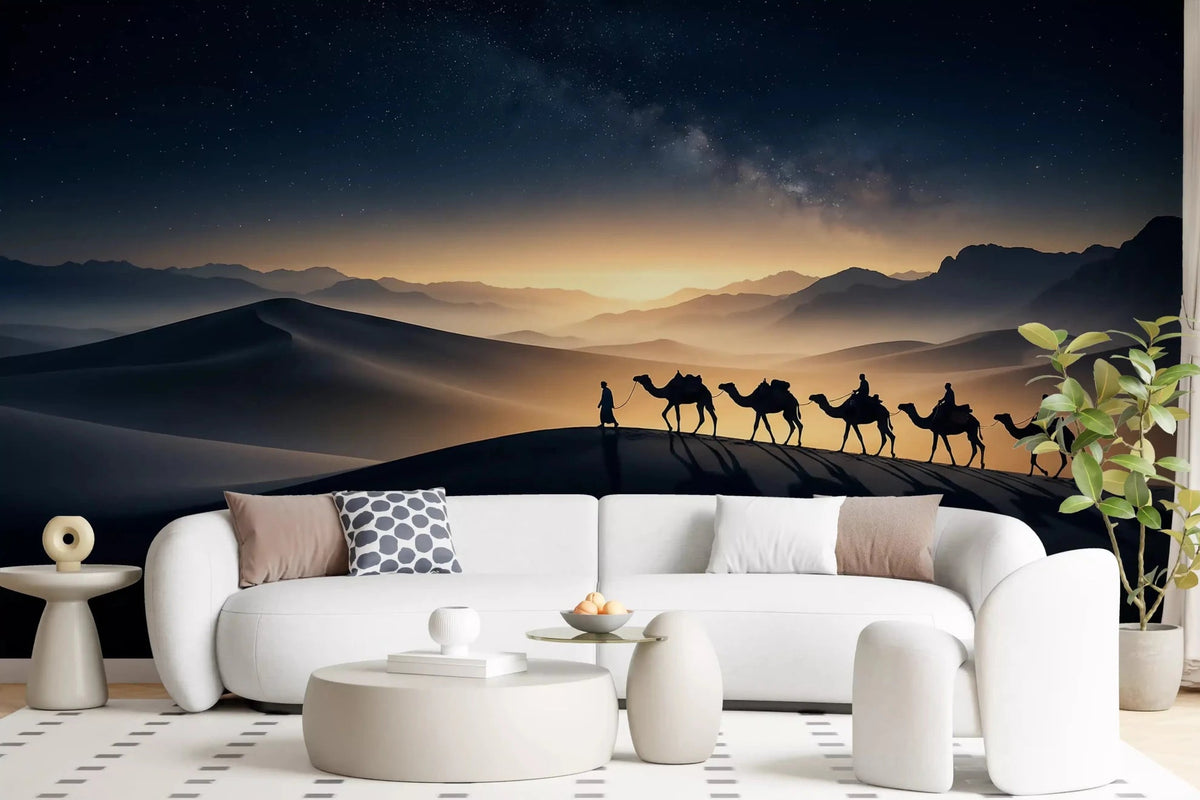 Above a calm living room runs the Desert Trek Milky Way wall mural
GD9566