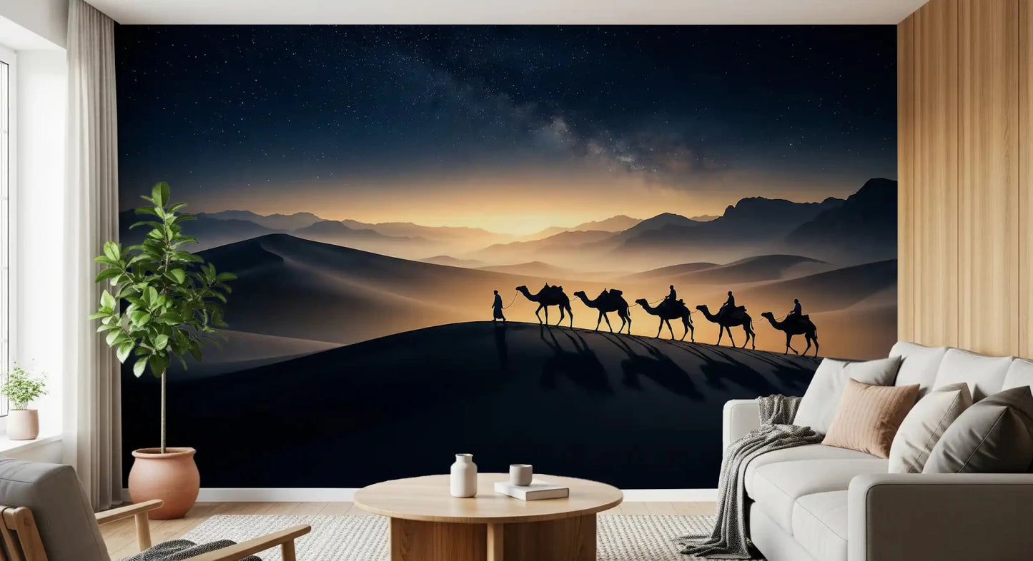 The lounge slides into a quiet desert hush with this scenic wall mural
GD9566