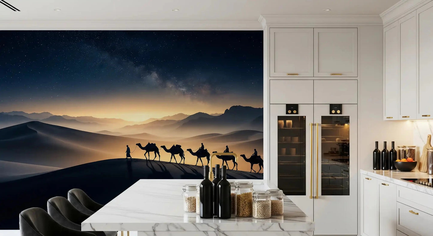 Kitchen dining slips into a galaxy-and-caravan view on this Milky Way wall mural
D9566