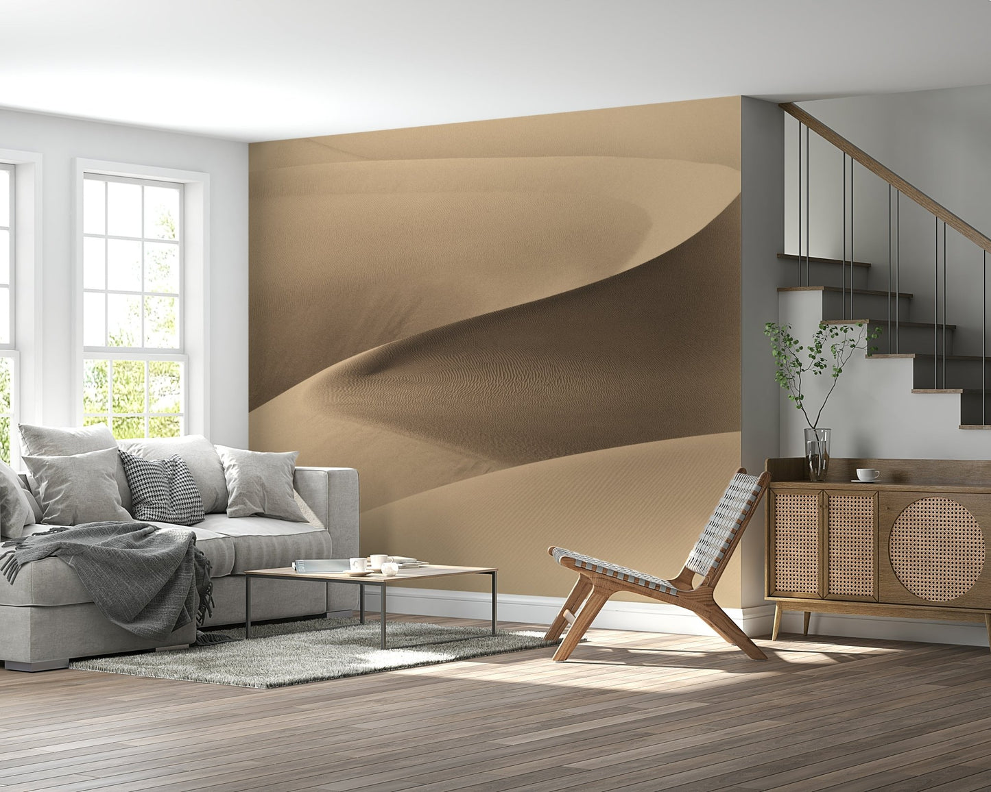 An artistic soft focus vista mural on scenic wallpaper.