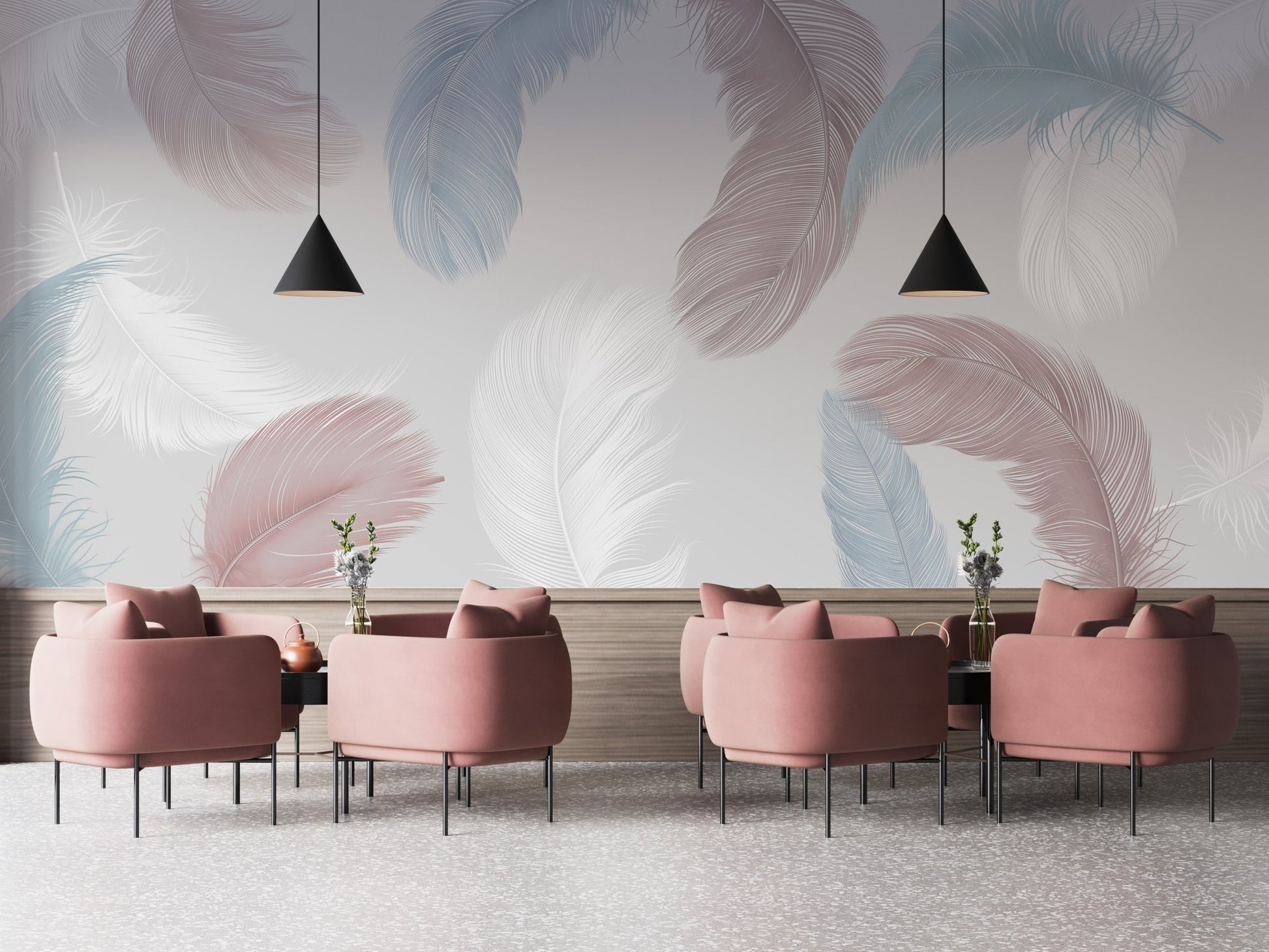 Designer Colorful Feather Wallpaper Murals - Giffywalls