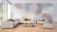 Designer Colorful Feather Wallpaper Murals - Giffywalls