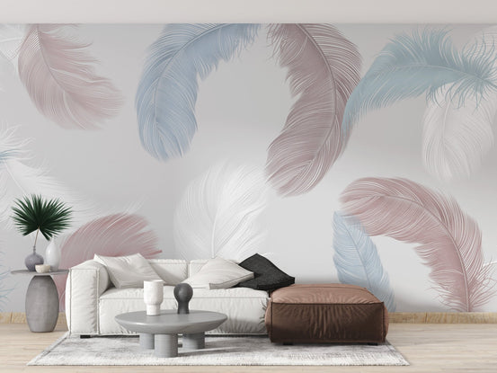 Vibrant feather wallpaper with designer style A140
