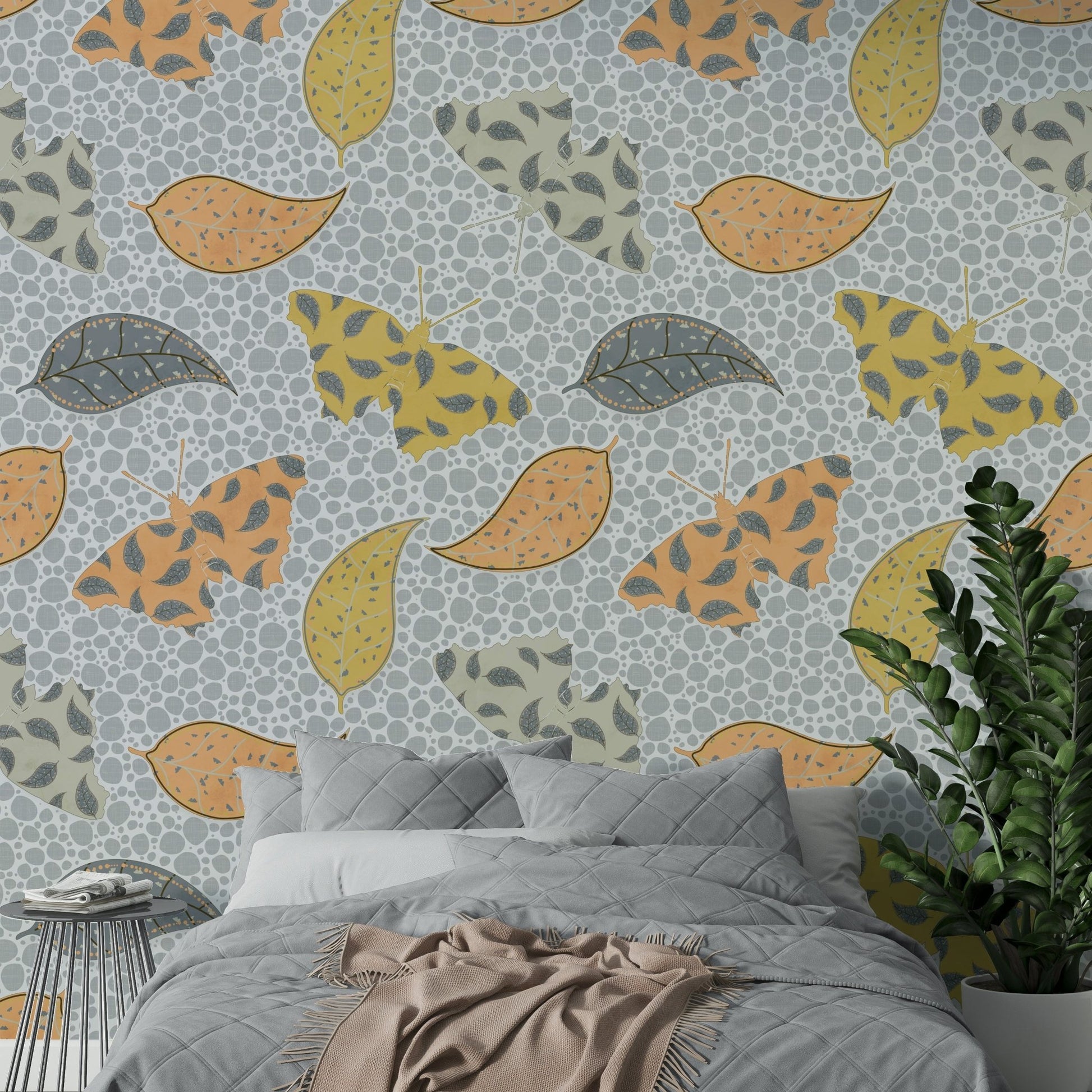 Muted tones butterfly wallpaper mural

