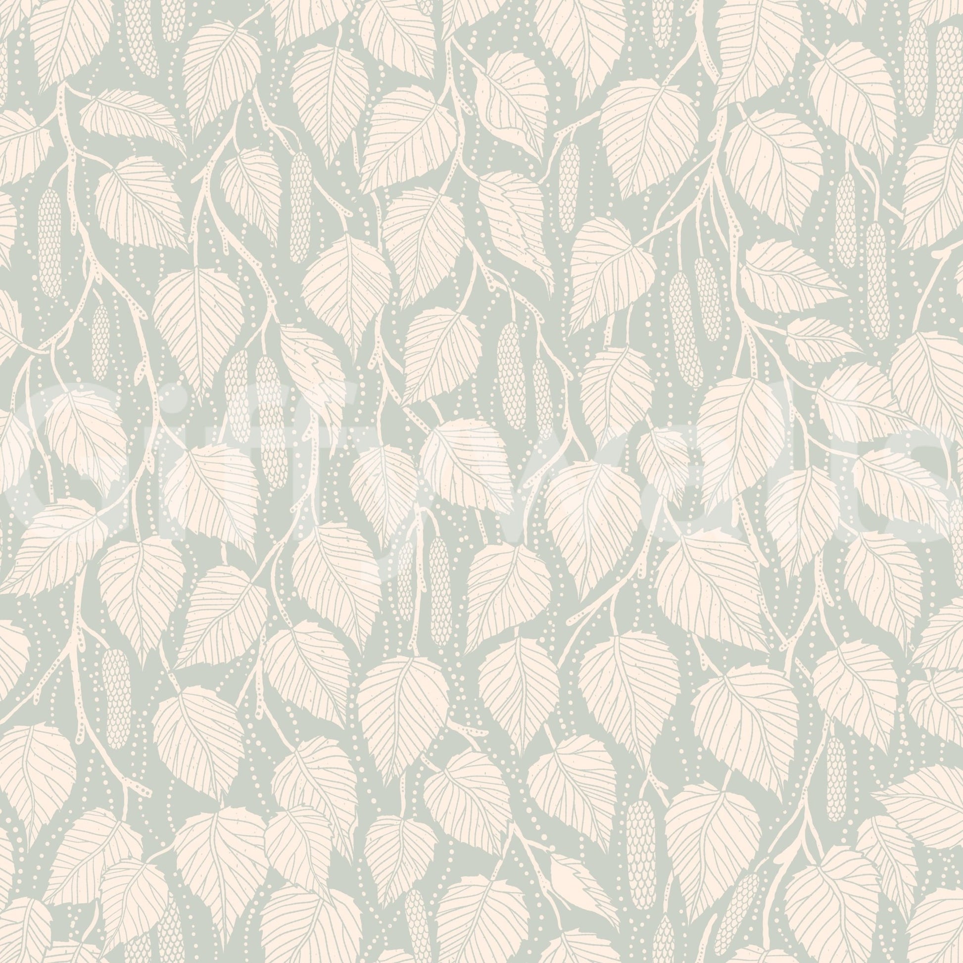 Soft leaf and birch branches wallpaper GD474