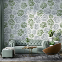 Full view of the wallpaper on a wall.

